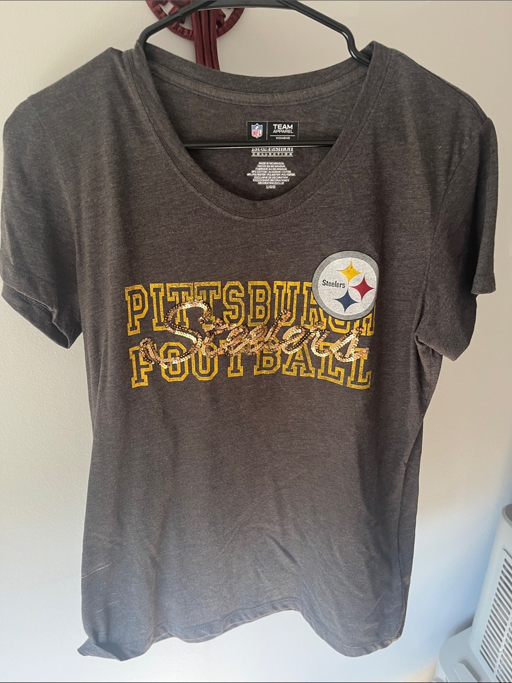 Team Apparel Gray Pittsburgh Football Graphic Tee with Yellow Accents
